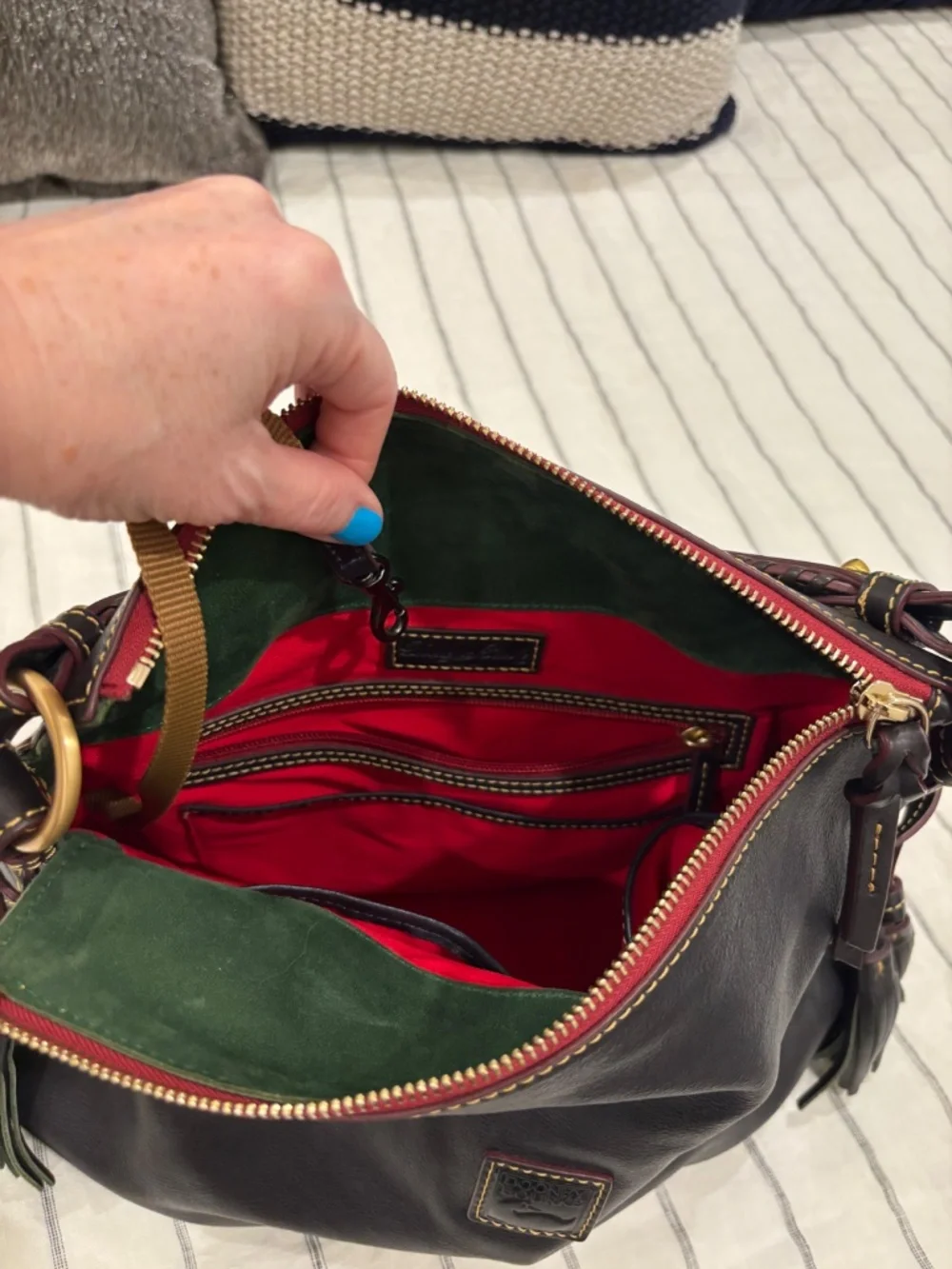 Dooney & Bourke Navy Florentine Hobo with Whipstitched Handle
